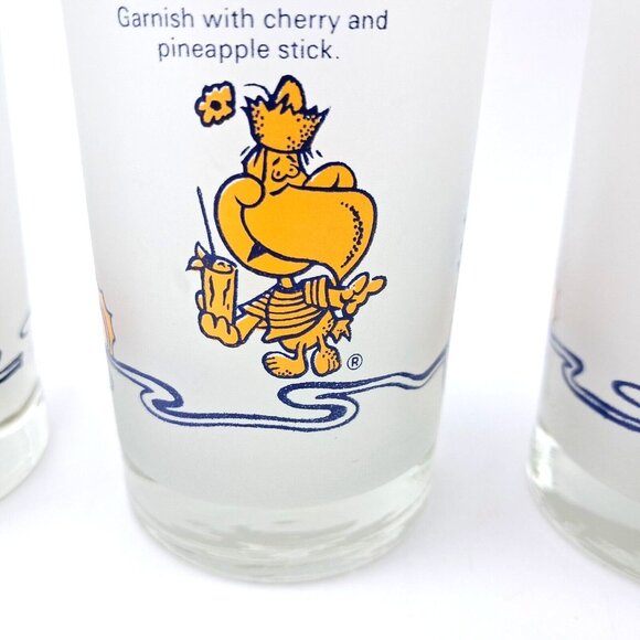 Vintage Coco López Piña Colada Glasses Set 3 Frosted Recipe Tiki Barware 10 OZ - Picture 2 of 6